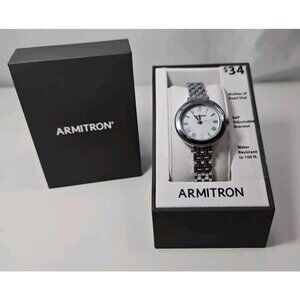 Armitron Women's Silver Tone Watch Round Dial Roman Numeral Hours New Battery